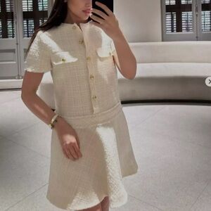Zara Cream Tweed Dress NWT